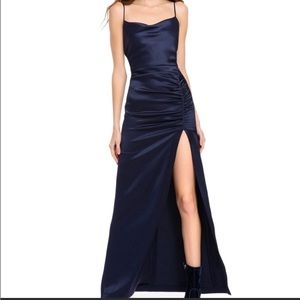 Alice + Olivia Diana Ruched Maxi Navy